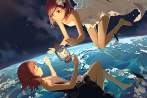 barefoot, Brown, Eyes, Dress, Feathers, Gensou, Kuro, Usagi, Love, Live , School, Idol, Project, Nishikino, Maki, Planet, Red, Hair