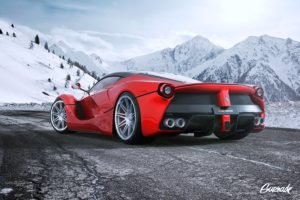 ferrari, Laferrari, Hre, Wheels, Landscape, Road, Mountains, Cars, Supercars, Red, Fart, Motors, Speed, Snow