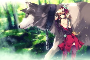 blonde, Hair, Boots, Original, Refeia, Short, Hair, Thighhighs, Water, Wolf