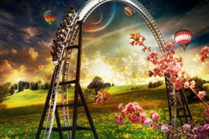 roller, Coaster, Amusement, Park, Fun, Rides, 1roll, Adventure, Summer, People, Artwork