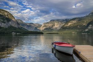 austria, Mountains, Lake, Marinas, Boats, Scenery, Clouds, Hallstatt, Lake, Nature