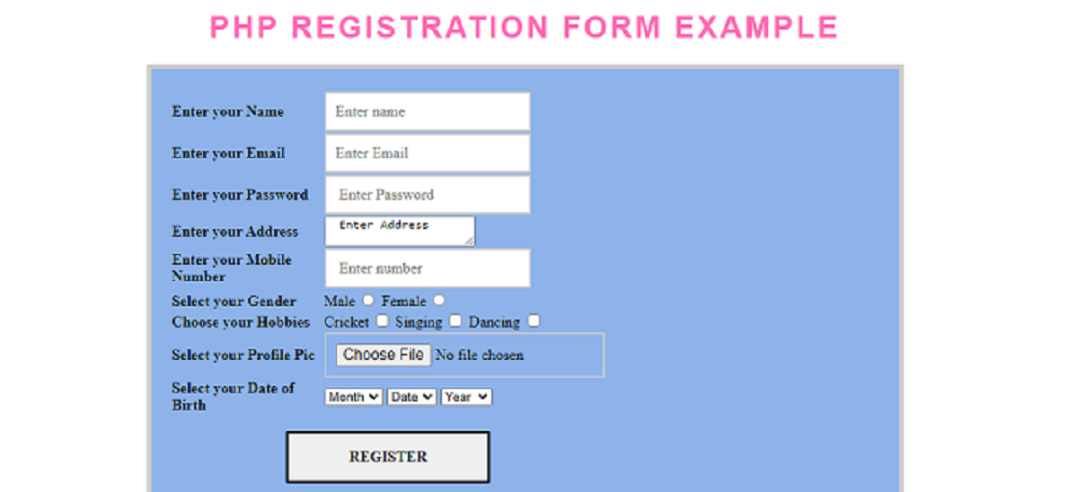 How To Create Registration Form In PHP Code