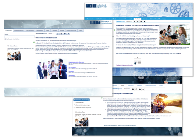 Beispiele für die individuellen Möglichkeiten zur Gestaltung von Mitarbeiterportalen mit der Software BITqms