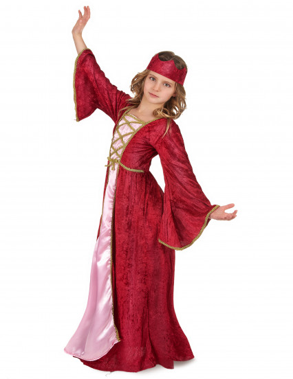 Costume regina medievale bambina effetto velluto 2