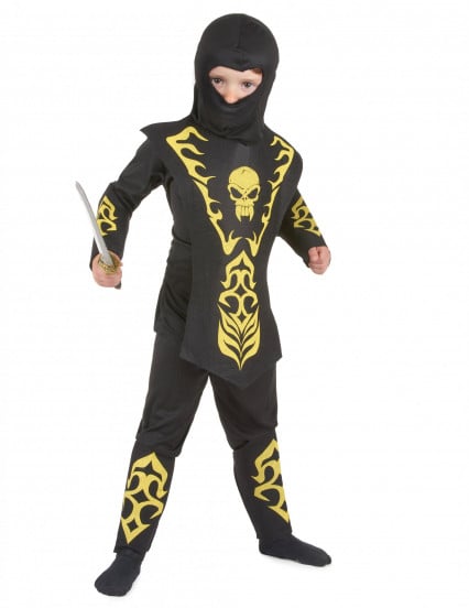 Costume ninja nero e giallo bambino 1