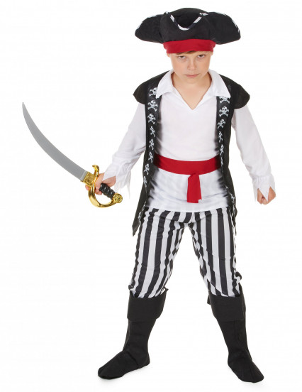 Costume pirata bianco e nero per bambino 1