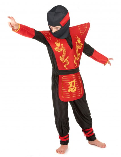 Costume da ninja nero e rosso per bambino 2