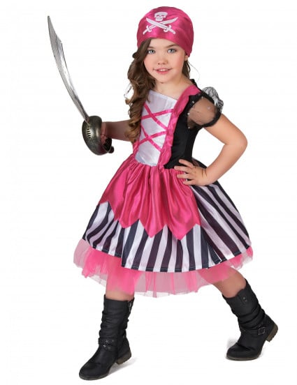 Costume da piratessa in rosa per bambina 1