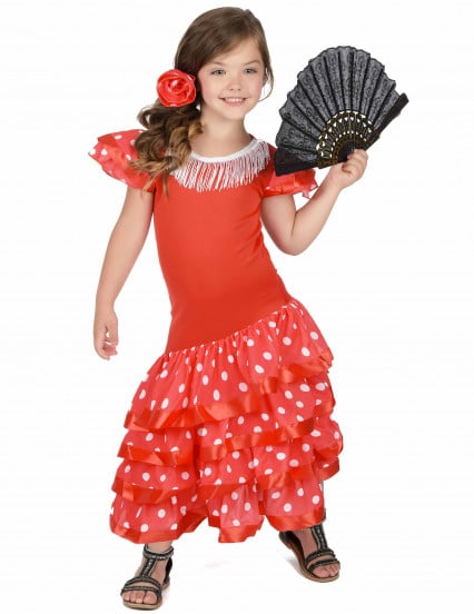 Costume da ballerina di flamenco rosso per bambina 1