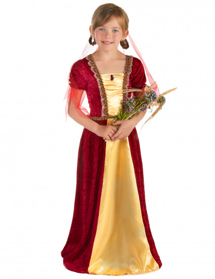 Costume da contessa medievale in rosso per bambina 1