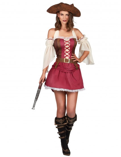 Costume da pirata sexy bordeaux per donna 1