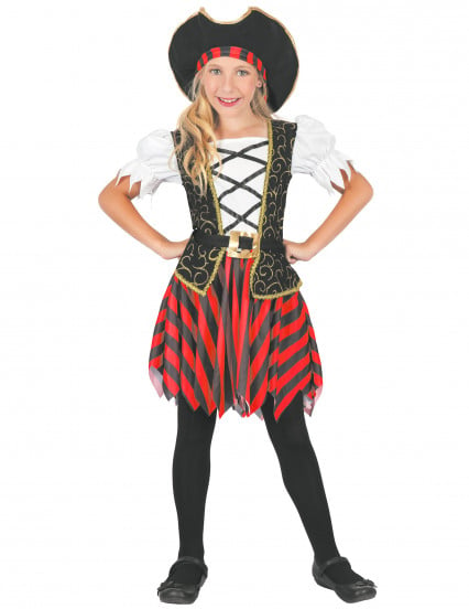 Costume pirata rosso e nero bambina 1