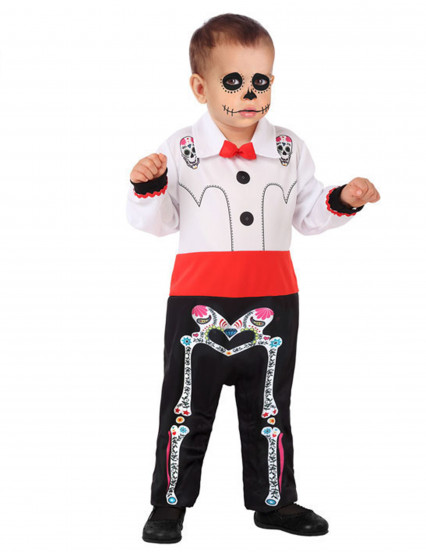 Costume scheletro Dia de los Muertos Bebè bambino 1