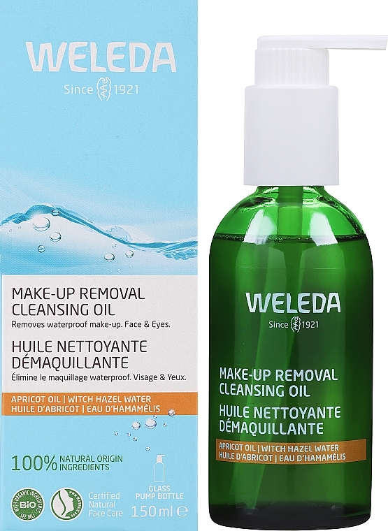 Óleo hidrofílico desmaquilhante com hamamélis orgânica para pele seca e sensível - Weleda Make-Up Removal Cleansing Oil