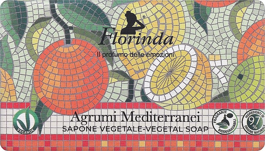 Sabão de beleza "Citrinos mediterrânicos" - Florinda Mosaici Italiani Vegetal Soap