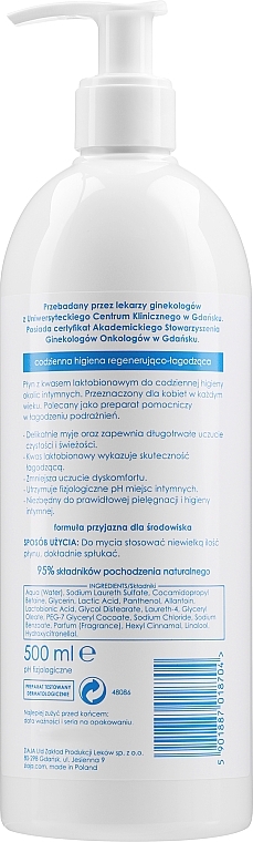 Líquido cremoso de higiene íntima com ácido lactobiônico Ziaja Intima