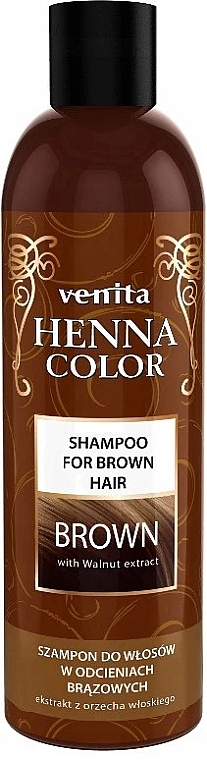 Champô para cuidado de cabelos escuros - Venita Henna Color Brown Shampoo