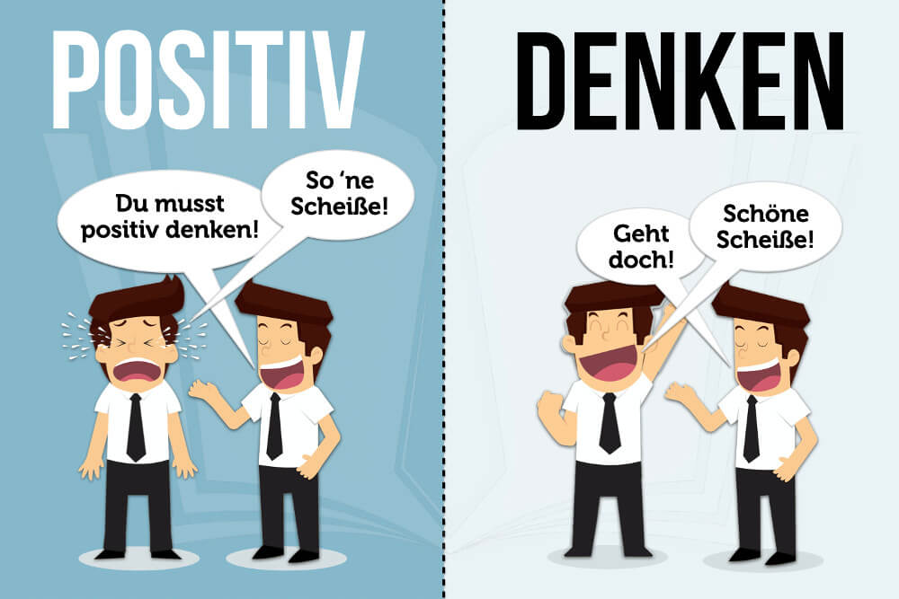 Positiv Denken Psychologie Cartoon Optimismus Negativismus Lustig