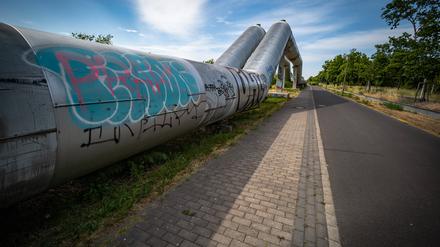 Fernwärmeleitungen in Berlin-Lichtenberg im Ortsteil Hohenschönhausen.