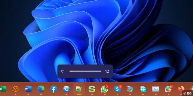 Die Pop-up-Anzeige beim Ändern der Lautstärke per Tastendruck erscheint oberhalb der Taskleiste.