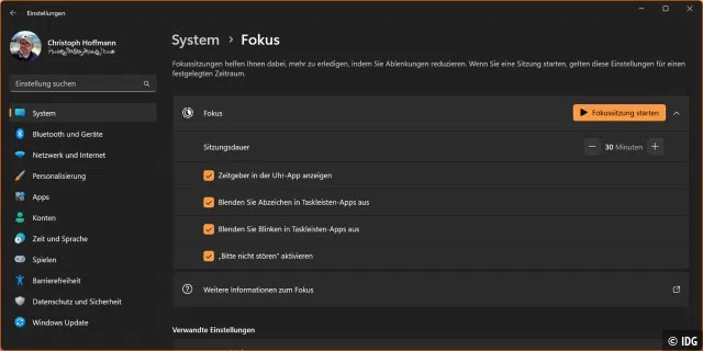 Fokus bleibt Hokuspokus: Ein im Betriebssystem verankerter Konzentrationsmodus ist an sich eine gute Sache – für die überarbeiteten Fokussitzungen in Windows 11 22H2 gilt das aber nicht.