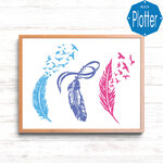 Plotterdateien Feder Set Tattoo Set 3 feather SVG DXF 1013