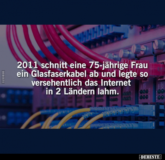 2011 schnitt eine 75-jährige Frau ein Glasfaserkabel ab.. - Lustige Bilder | DEBESTE.de