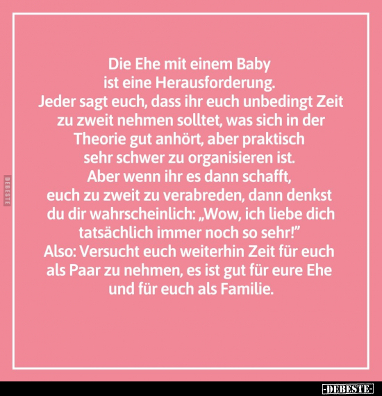 Die Ehe mit einem Baby ist eine Herausforderung.. - Lustige Bilder | DEBESTE.de