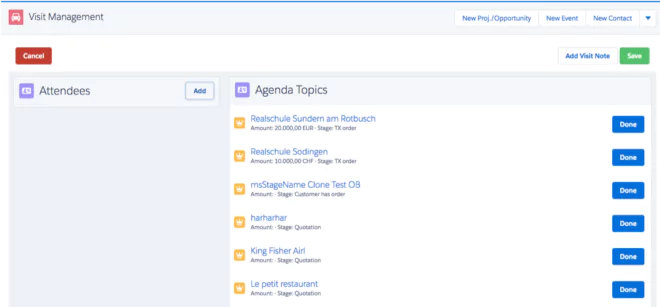 Visit Log Agenda Topics