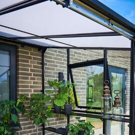 Gewächshaus Qube Lean-to 68 - 5,0 m², schwarz, 251x188x230 cm mit 3 mm Sicherheitsglas 