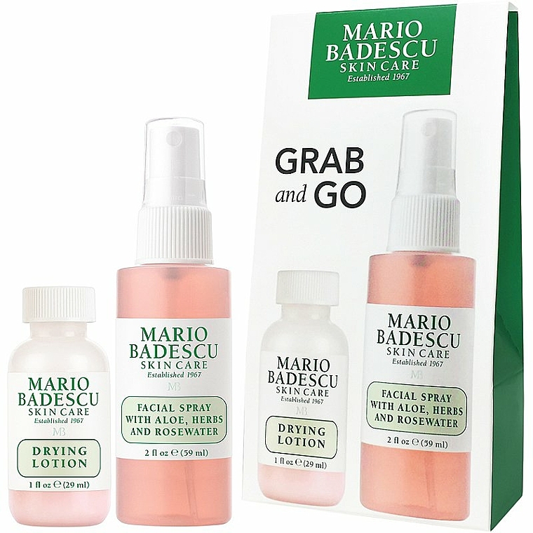 Gesichtspflegeset - Mario Badescu Grab And Go Duo Set (Gesichtslotion 29ml + Gesichtsspray 59ml)