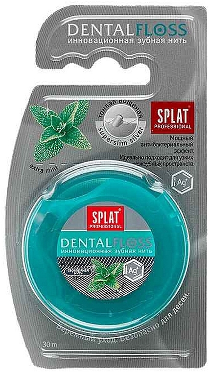 Super dünne Zahnseide mit Silberfäden und Minzextrakt 30 m - SPLAT Professional DentalFloss