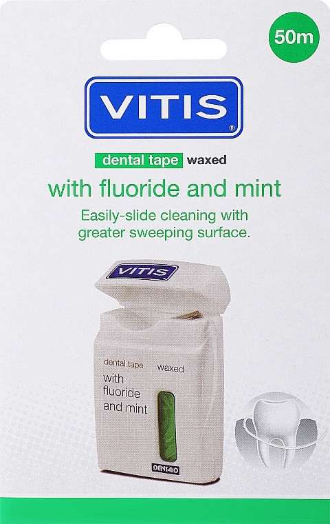 Zahnseide mit Fluorid und Menthol gewachst 50 m - Dentaid Vitis Waxed Dental Tape With Fluoride And Mint