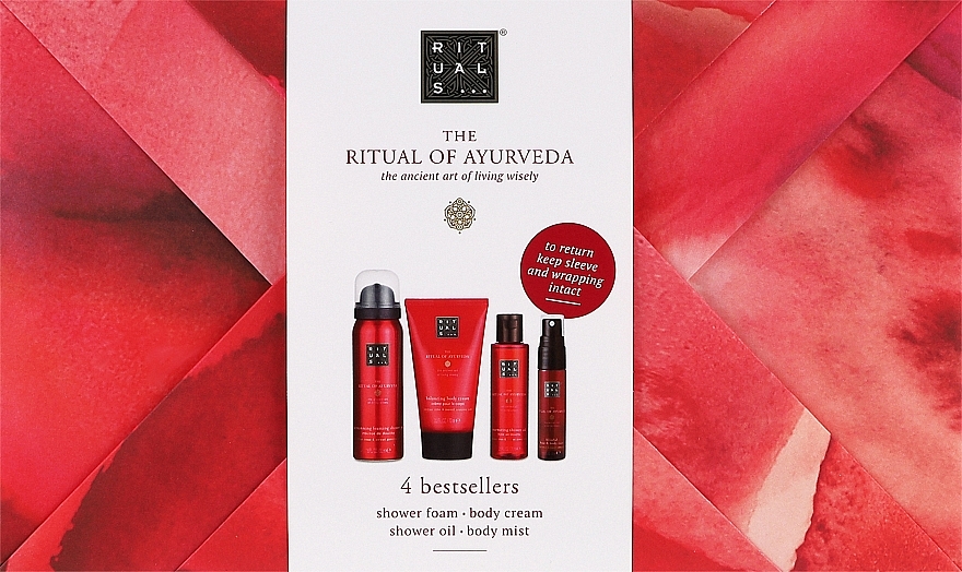 Set - Rituals The Ritual of Ayurveda Rebalancing Treat (b/cr/70ml + sh/gel/50ml + mist/20ml + b/oil/75ml)