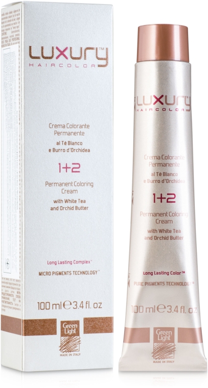 Haarfarbe-Creme mit weißem Tee und Orchideenextrakt - Green Light Luxury Haircolor Permanent Coloring Cream