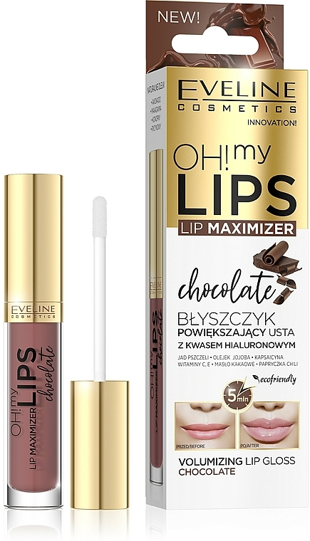 Lipgloss Schokolade - Eveline Cosmetics OH! My Lips Lip Maximizer Chocolate