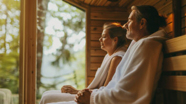 Ein Paar in der Sauna