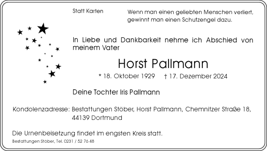 Traueranzeige von Horst Pallmann