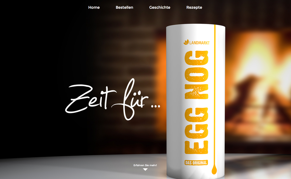 Egg Nogg Promo-Seite mit NEOS CMS. (Screenshot: t3n)