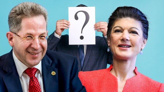 Hans-Georg Maaßen von der WerteUnion und Sahra Wagenknecht vom Bündnis Sahra Wagenknecht (BSW). (extra 3 vom 22.02.2024 im Ersten) © NDR 