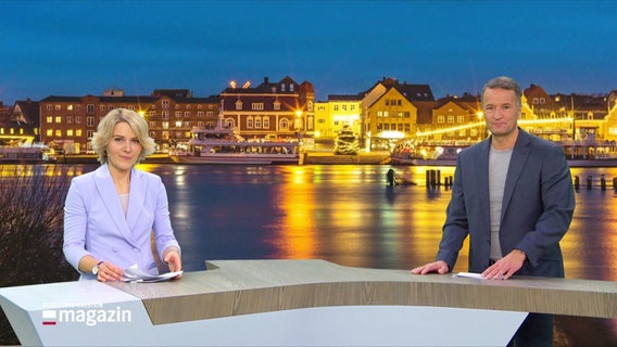 Marie-Luise Bram und Gerrit Derkowski moderieren das Schleswig-Holstein Magazin. © Screenshot 