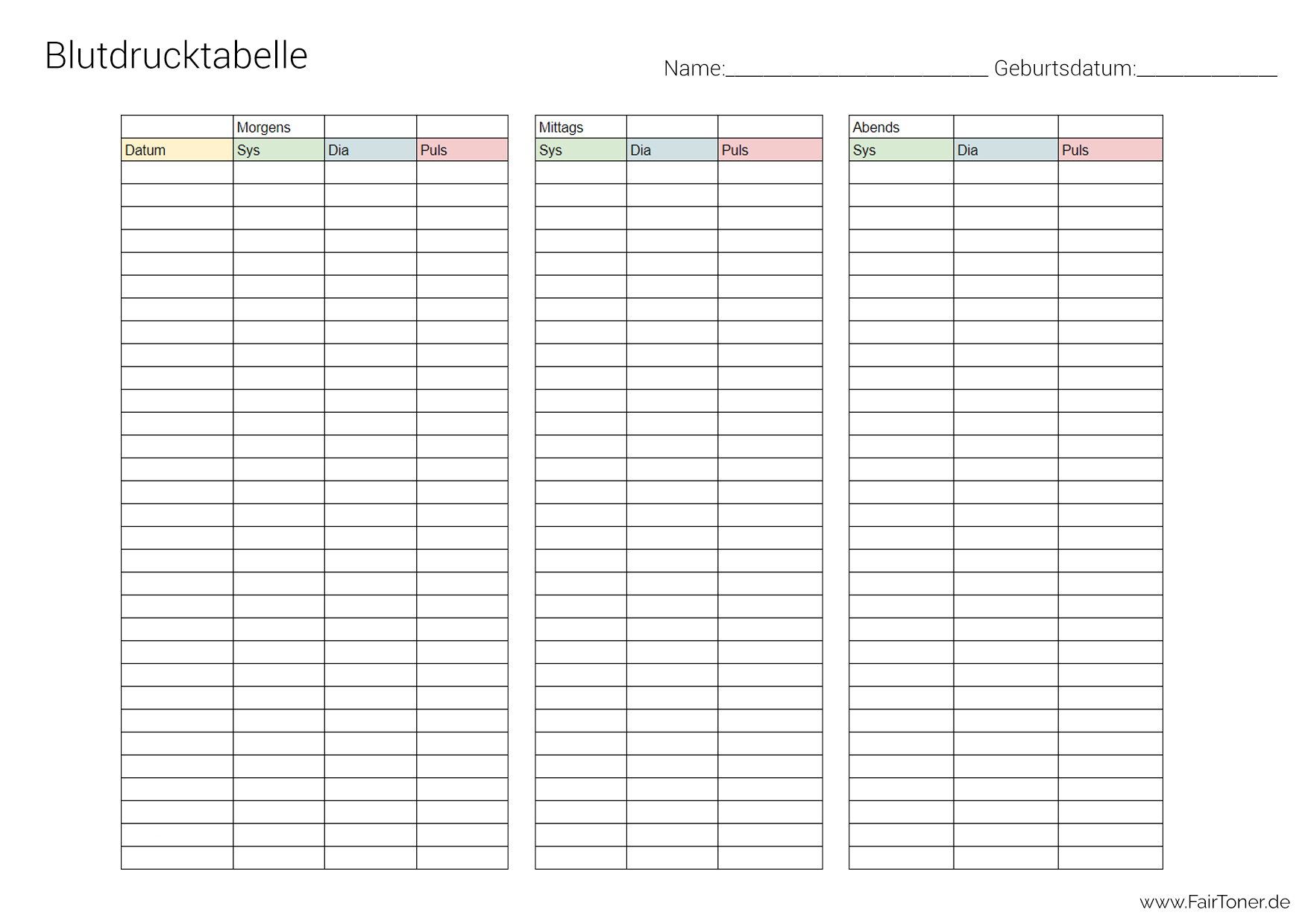 Tabelle Muster Zum Ausdrucken Kostenlos Vorlage Blutdruck Tabelle Zum ...