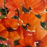 rot oranger Mohn Blume im Aquarell