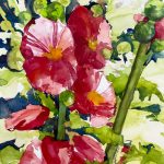 Stockrosen Malven rot Blume malen Aquarell