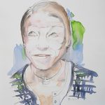 frau überlegt aquarell malerei portrait