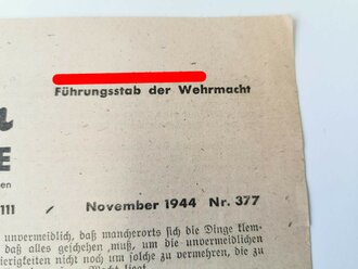 "Mitteilungen für die Truppe", November...