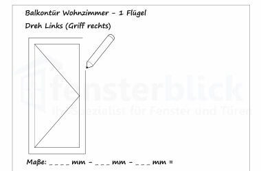 Skizze von Balkontür anfertigen mit wichtigsten Informationen