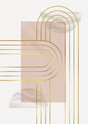 Poster Minimalistische Geometrie und goldene Linien