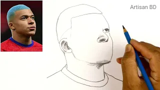 Download Pencil Sketch of Kylian Mbappe / Step by Step Pencil Sketch, # ...