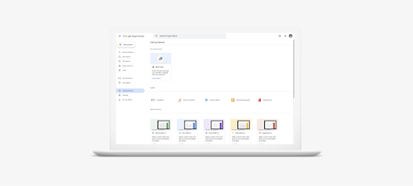 Laptop yang menampilkan platform Apps Script.